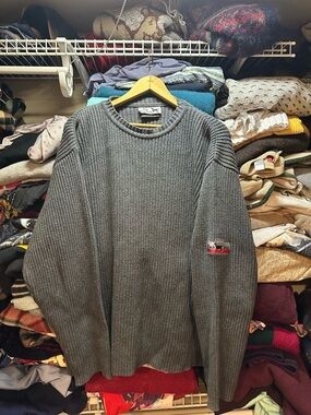 Vintage The Black Dog Heavyweight Ribbed Knit Gray Sweater Men’s Large